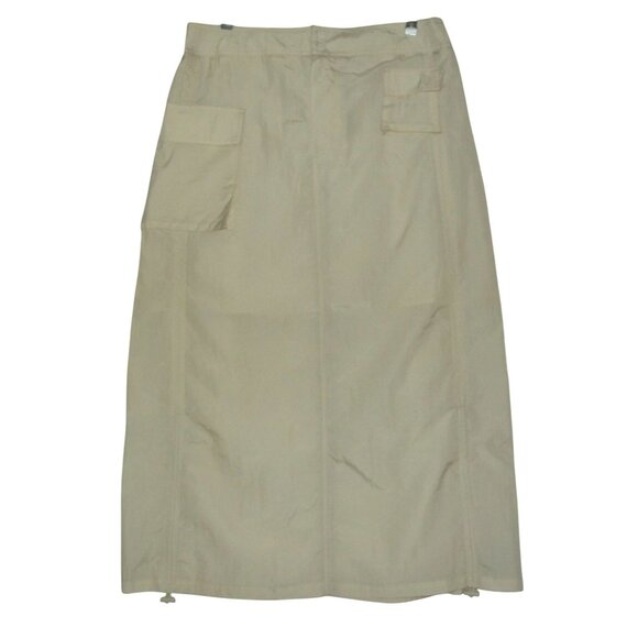 No Comment Skirt Junior Size Large Beige Cargo Midi toggle drawstring nylon - Picture 2 of 14